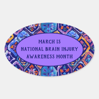 Sticker Ovale Aquarelle bleu orange marine Motif Ikat