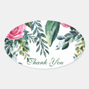 Sticker Ovale Aquarelle botanique Fleur vintage feuilles Favorit