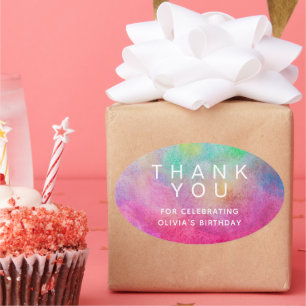 Sticker Ovale Aquarelle brillante Merci d'anniversaire