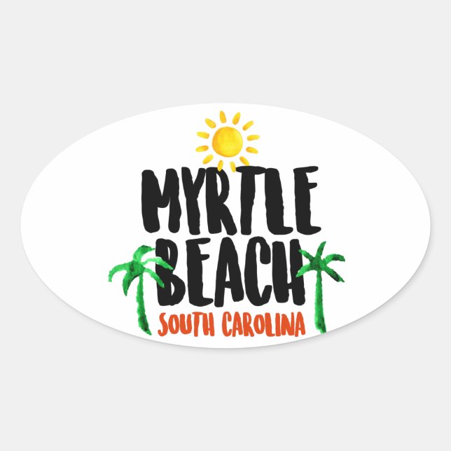 Sticker Ovale Aquarelle de Myrtle Beach (Devant)