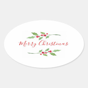 Sticker Ovale Aquarelle Holly Sprigs