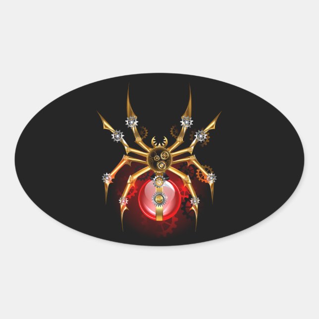 Sticker Ovale Araignée en vapeur noire (Devant)