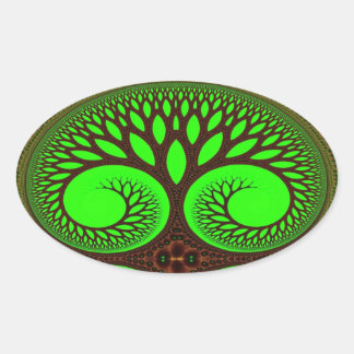 Sticker Ovale Arbre 2 art fractal