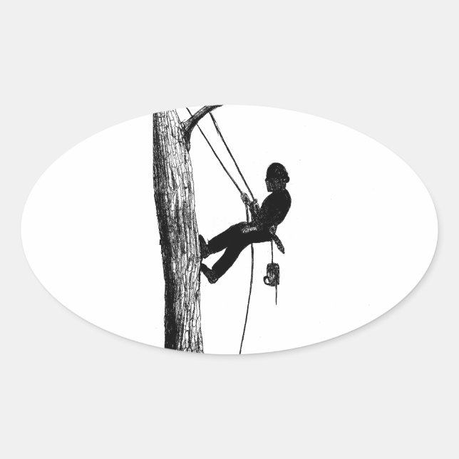 Sticker Ovale Arbre chirurgien Arboriste Noël cadeau cadeau cade (Devant)