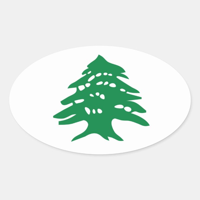 Sticker Ovale Arbre de cèdre vert de QUATRE Liban (Devant)