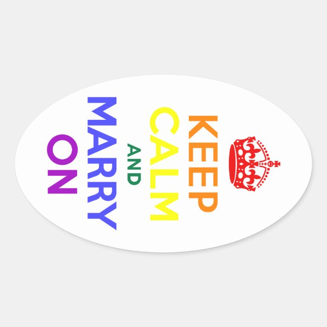 Sticker Ovale Arc-en-ciel Gardez le calme et épousez-vous (Devant)