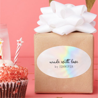 Sticker Ovale Arc-en-ciel Pastel Holographique