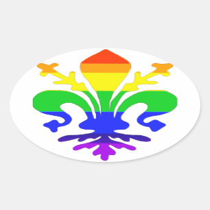 Sticker Ovale Arc-en-ciel stylisé Fleur de Lis