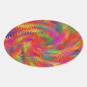 Sticker Ovale Arc-en-ciel tissé