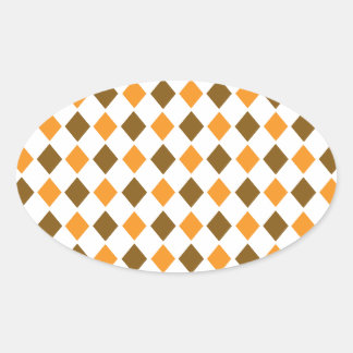 Sticker Ovale [ARG-BRO-1] Jacquard rétro Brown et orange