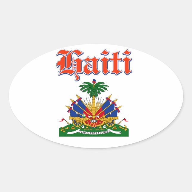 Sticker Ovale Armoiries de Grunge Haïti (Devant)
