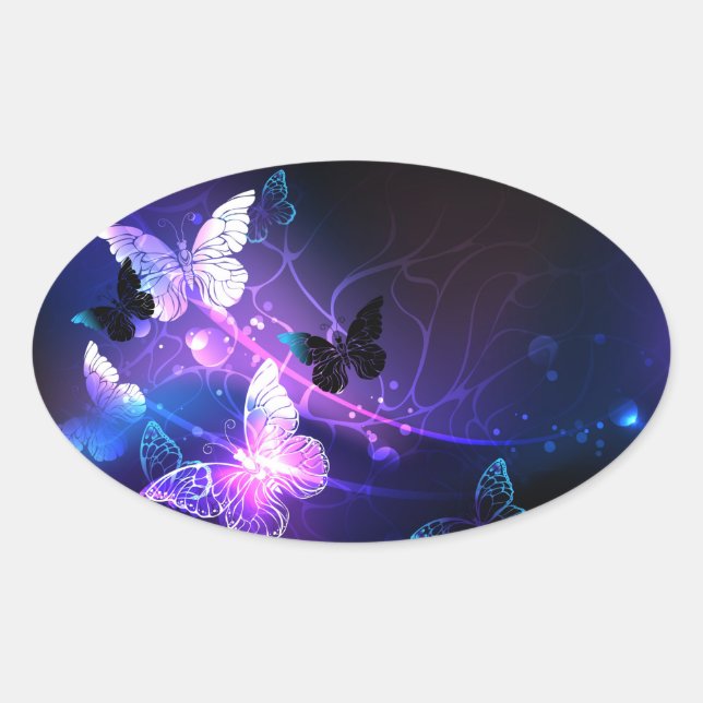 Sticker Ovale Arrière - plan avec papillons de nuit (Devant)