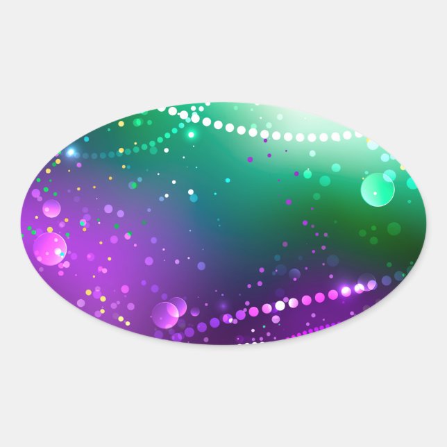 Sticker Ovale Arrière - plan mardi Gras Festive violet (Devant)