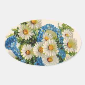 Sticker Ovale Arrosage à fleurs bleues