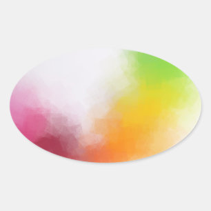 Sticker Ovale Art Abstrait moderne Jaune Orange Bleu Vert Rose