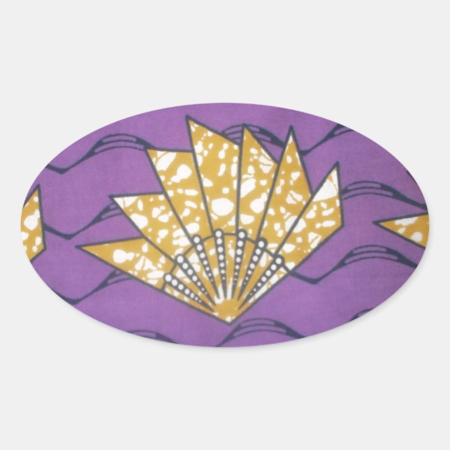 Sticker Ovale Art africain Abstrait : Vagues de passion violette (Devant)