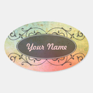 Sticker Ovale Art antique Motif pour votre design
