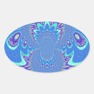 Sticker Ovale Art bleu moderne