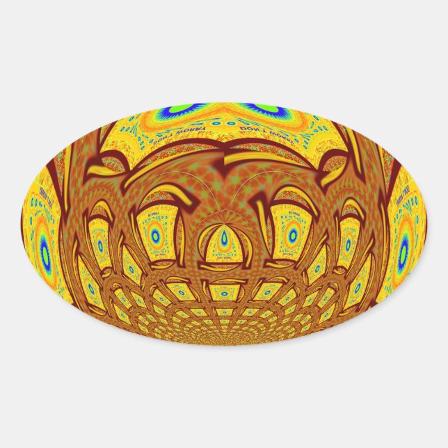 Sticker Ovale Art de baseball jaune doré Imprimer (Devant)