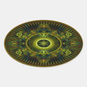 Sticker Ovale Art de fractale "de roue de Magick de Metatron" -