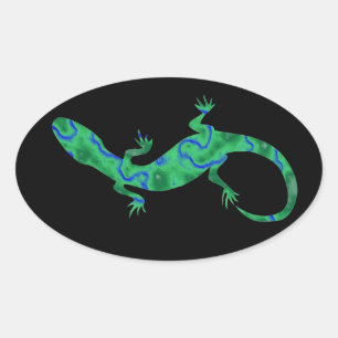 Sticker Ovale Art déco Grüner Gecko