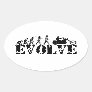 Sticker Ovale Art d'évolution de cavalier de moto de motard de