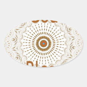 Sticker Ovale Art Motif Africain Traditionnel Imprimer