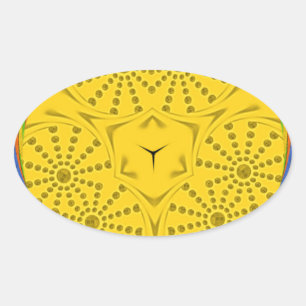 Sticker Ovale Art Motif Égyptien Imprimer À damiers Conception C