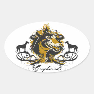 Sticker Ovale Artistique Urbain Greyhound Chien race Design