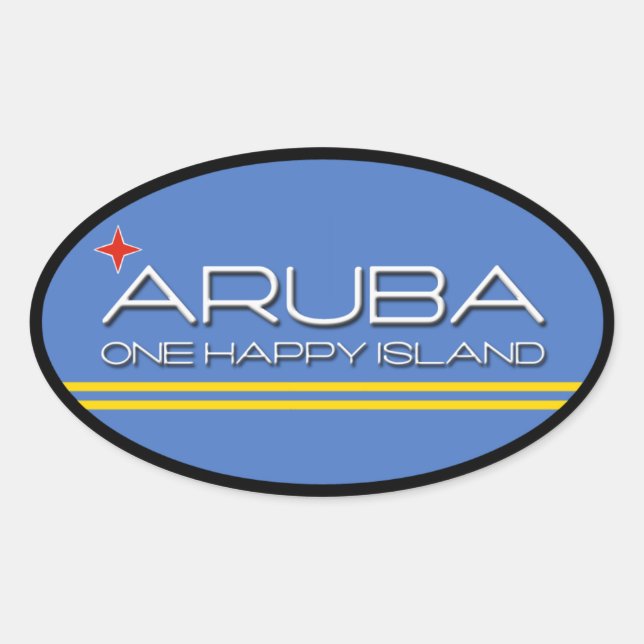Sticker Ovale Aruba - Une île heureuse (Devant)