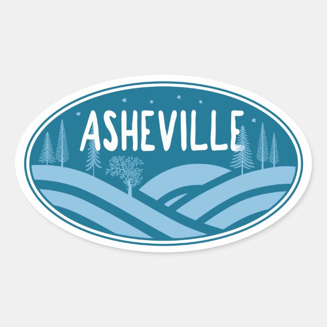 Sticker Ovale Asheville Caroline du Nord Extérieur (Devant)