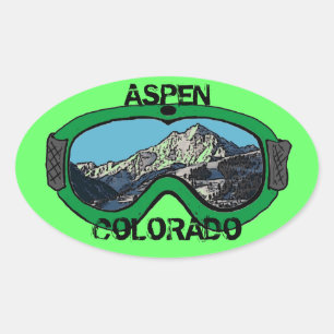 Sticker Ovale Aspen Colorado verdoyante lunettes de neige sticke