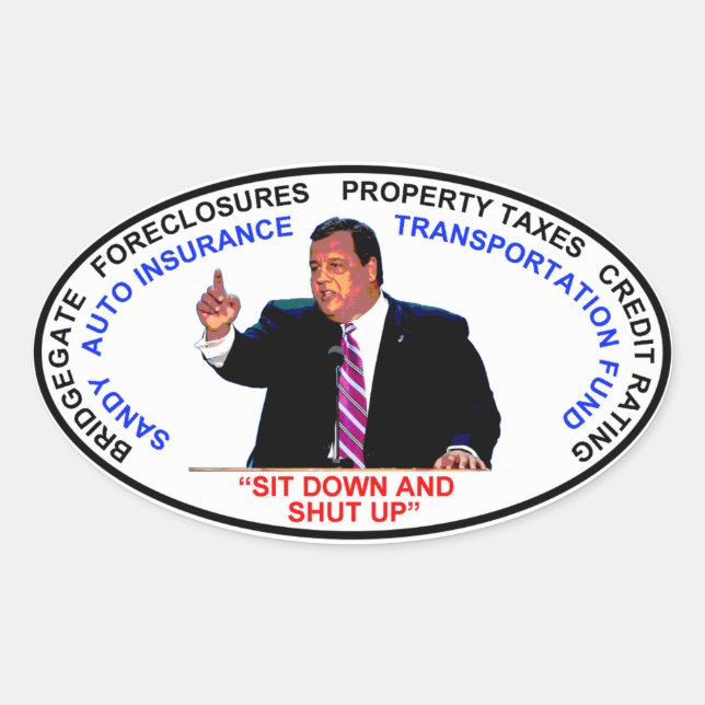 Sticker Ovale Assieds-toi et ferme-toi (Devant)