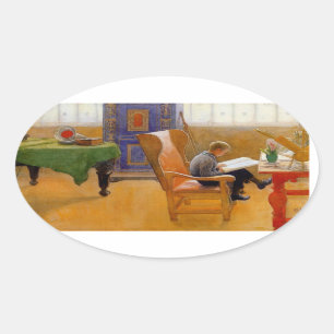 Sticker Ovale Assis dans le fauteuil