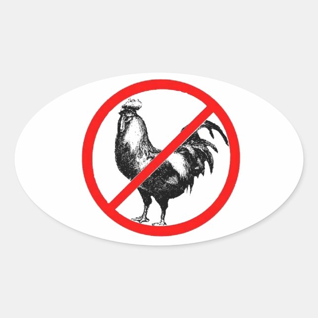 Sticker Ovale Aucun coq ? ! (Devant)