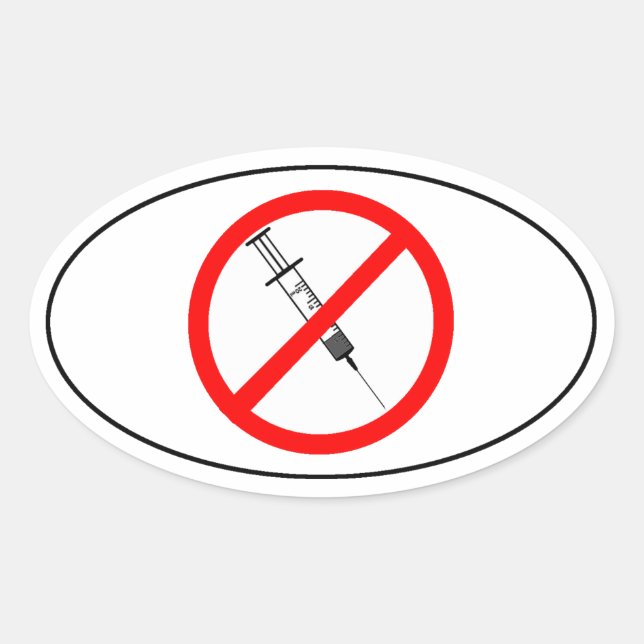 Sticker Ovale Aucun vaccin (Devant)