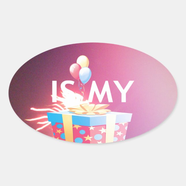 Sticker Ovale Aujourd'hui est mon art d'anniversaire (Devant)
