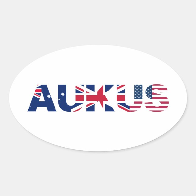 Sticker Ovale AUKUS AU Royaume-Uni Flags de l'Alliance du Pacte  (Devant)