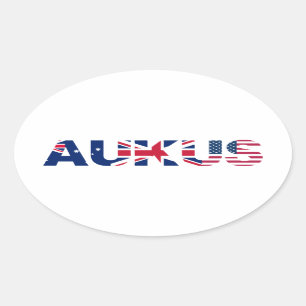 Sticker Ovale AUKUS AU Royaume-Uni Flags de l'Alliance du Pacte