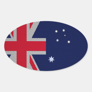 Sticker Ovale Australie Drapeau Design en fibre de carbone Style