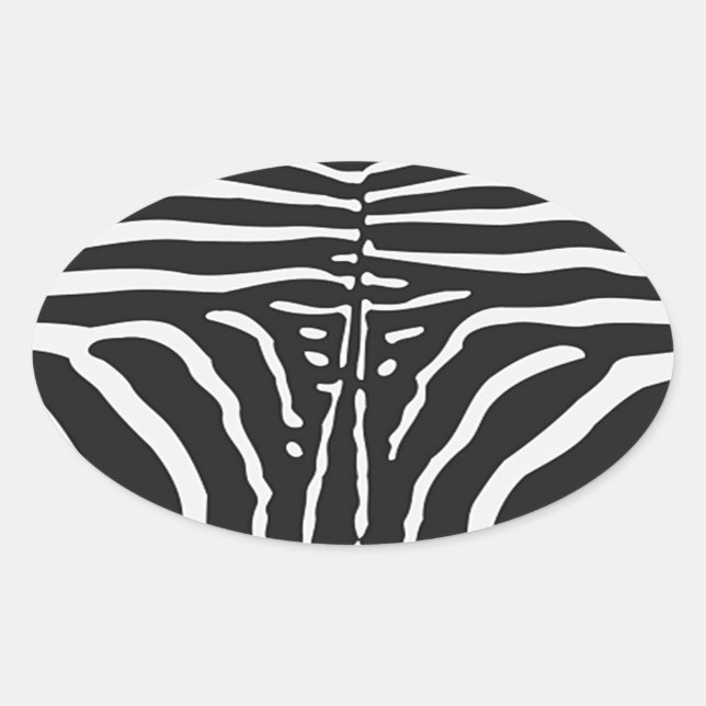 Sticker Ovale Authentic Zebra Skin Print - noir blanc strié (Devant)