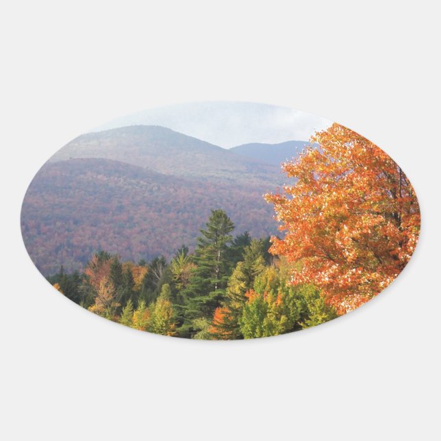 Sticker Ovale Automne Mont Mansfield Vermont (Devant)