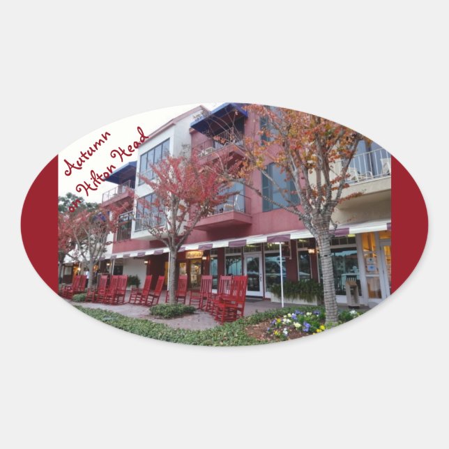 Sticker Ovale Automne Sur Hilton Head Island - Harbour Town Shop (Devant)