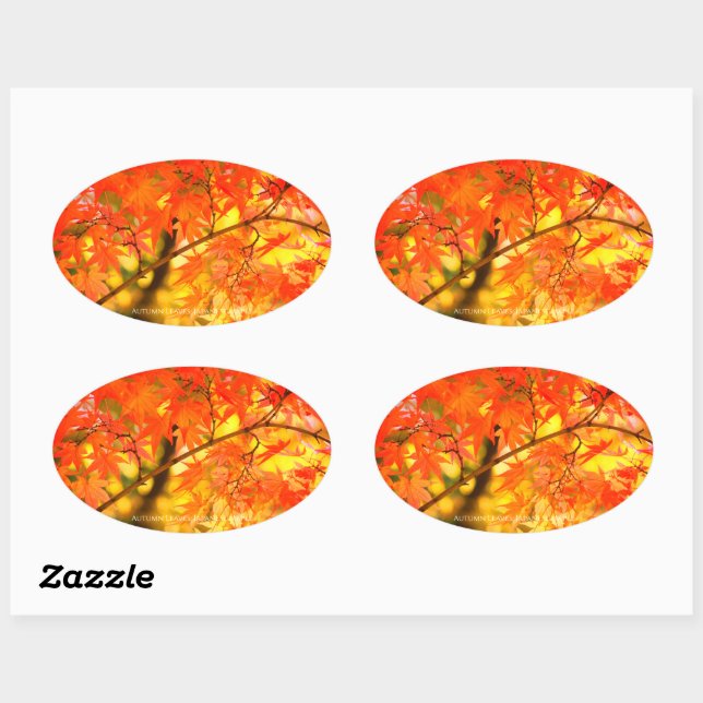 Sticker Ovale Autumn Leaves [Oval Seal] (Feuille)