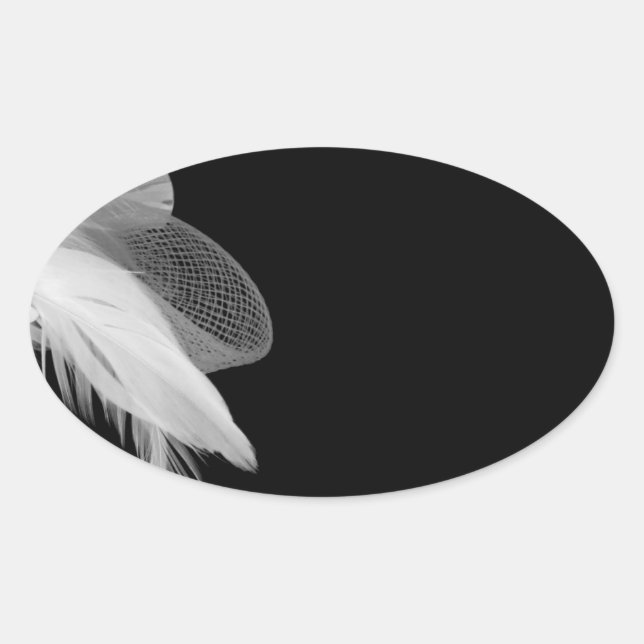 Sticker ovale aux plumes blanches (Devant)