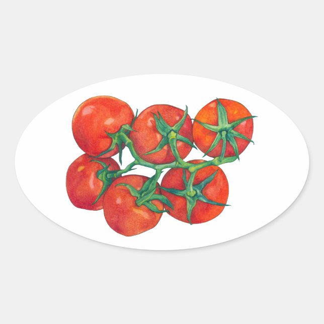 Sticker ovale aux tomates rouges (Devant)