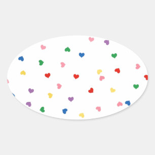 Sticker Ovale avec de petits coeurs
