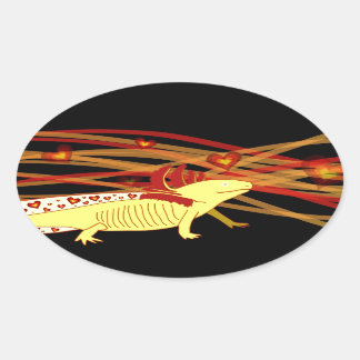 Sticker Ovale Axolotl Gold-Albino
