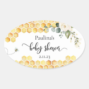 Sticker Ovale Baby shower abeille