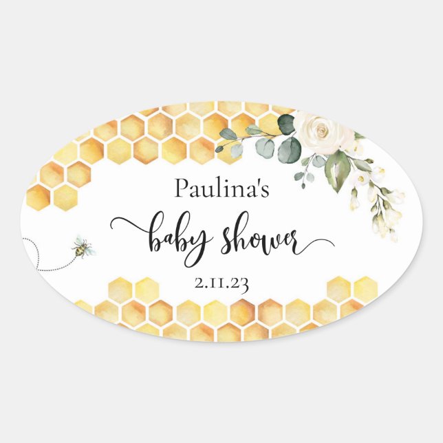 Sticker Ovale Baby shower d'abeilles (Devant)